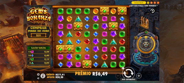 Jogo base de Gems Bonanza com s&iacute;mbolo Lucky Wilds